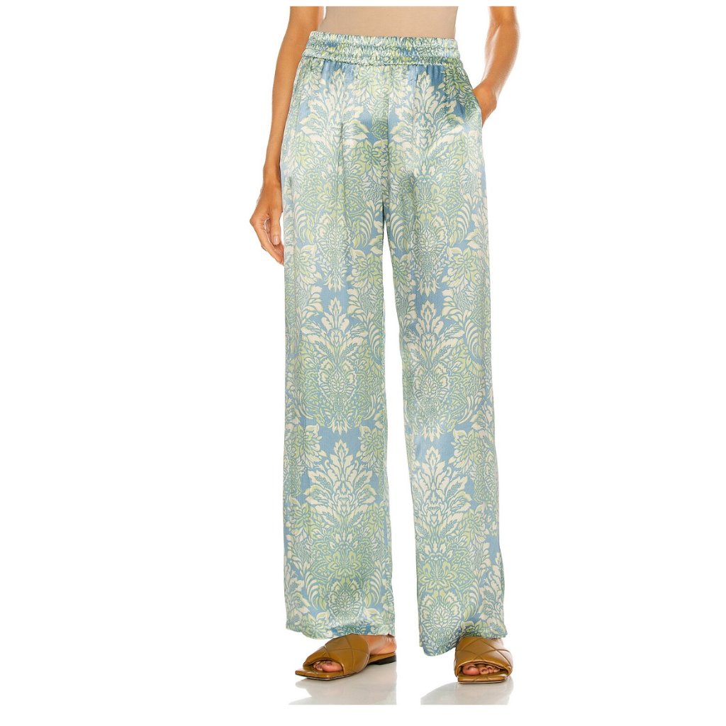 Alexis Blue And Green Damask Patterned Kaloni Pants Size S
